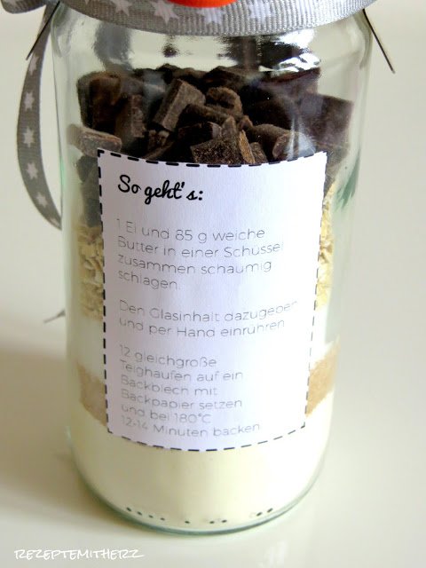 Backmischung im Glas : Chocolate Chip Cookies mit Haferflocken
