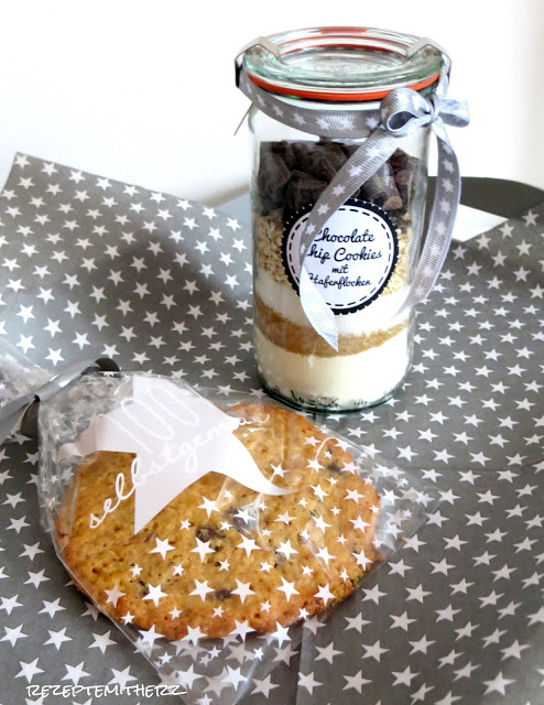 Backmischung im Glas : Chocolate Chip Cookies mit Haferflocken