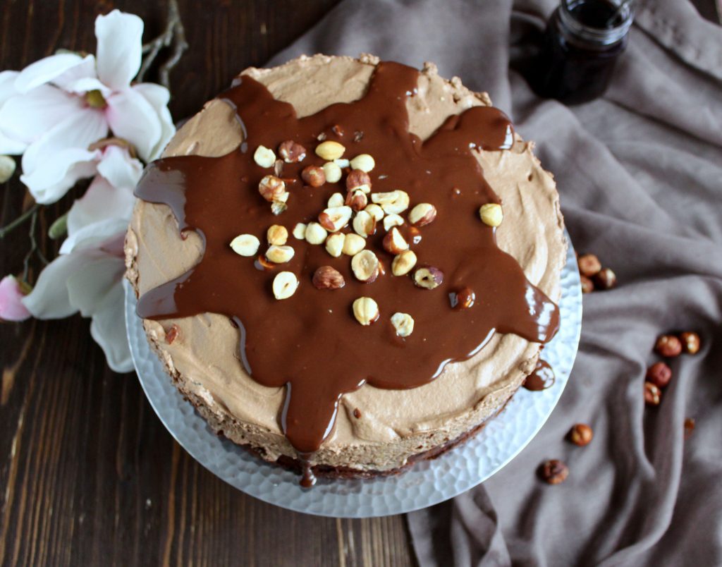 Brownie Torte mit Schokomousse und Birnen