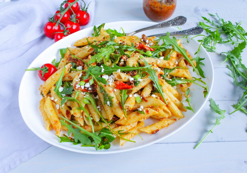 Pasta mit Rucola und Feta