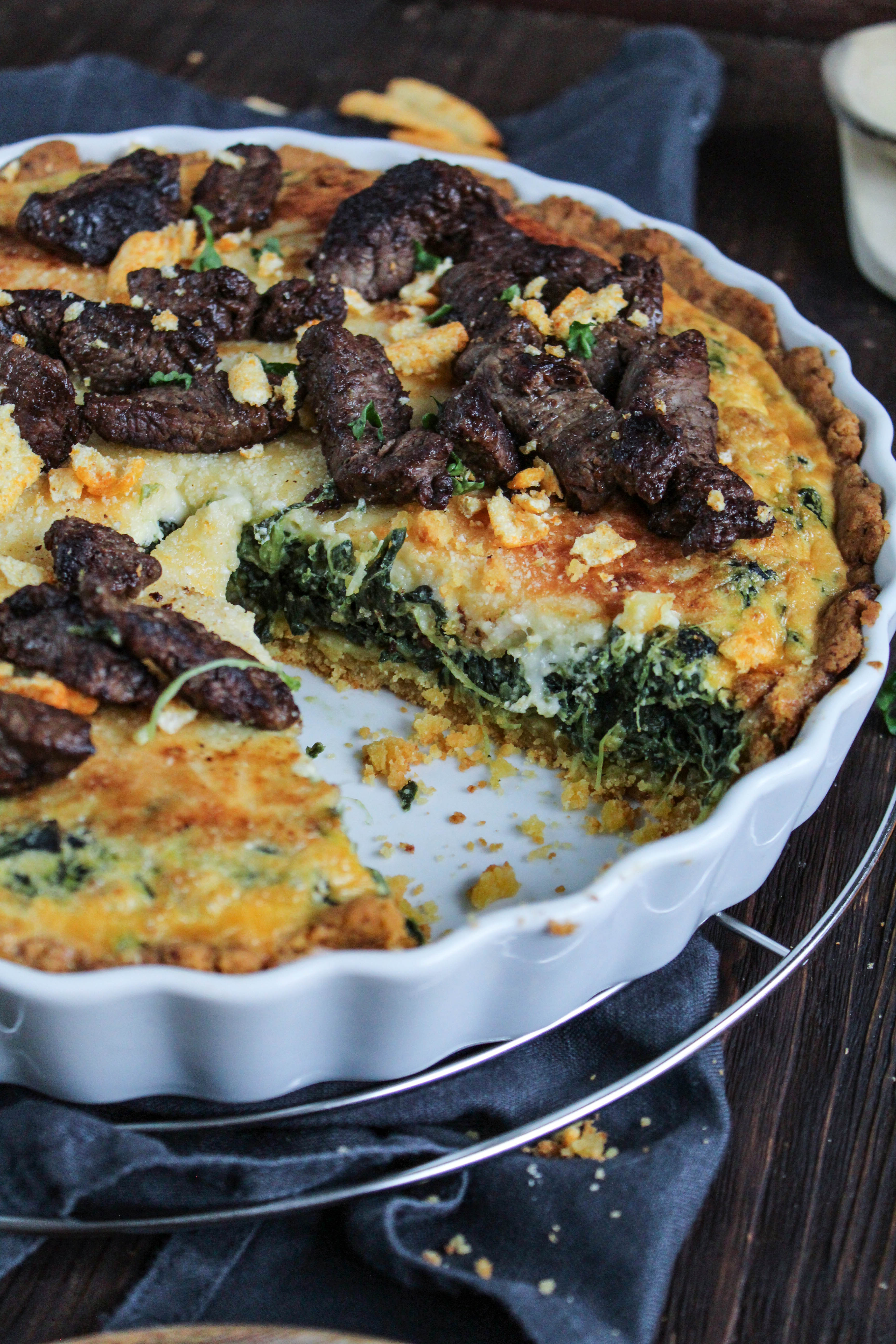 Steak-Spinat-Tarte