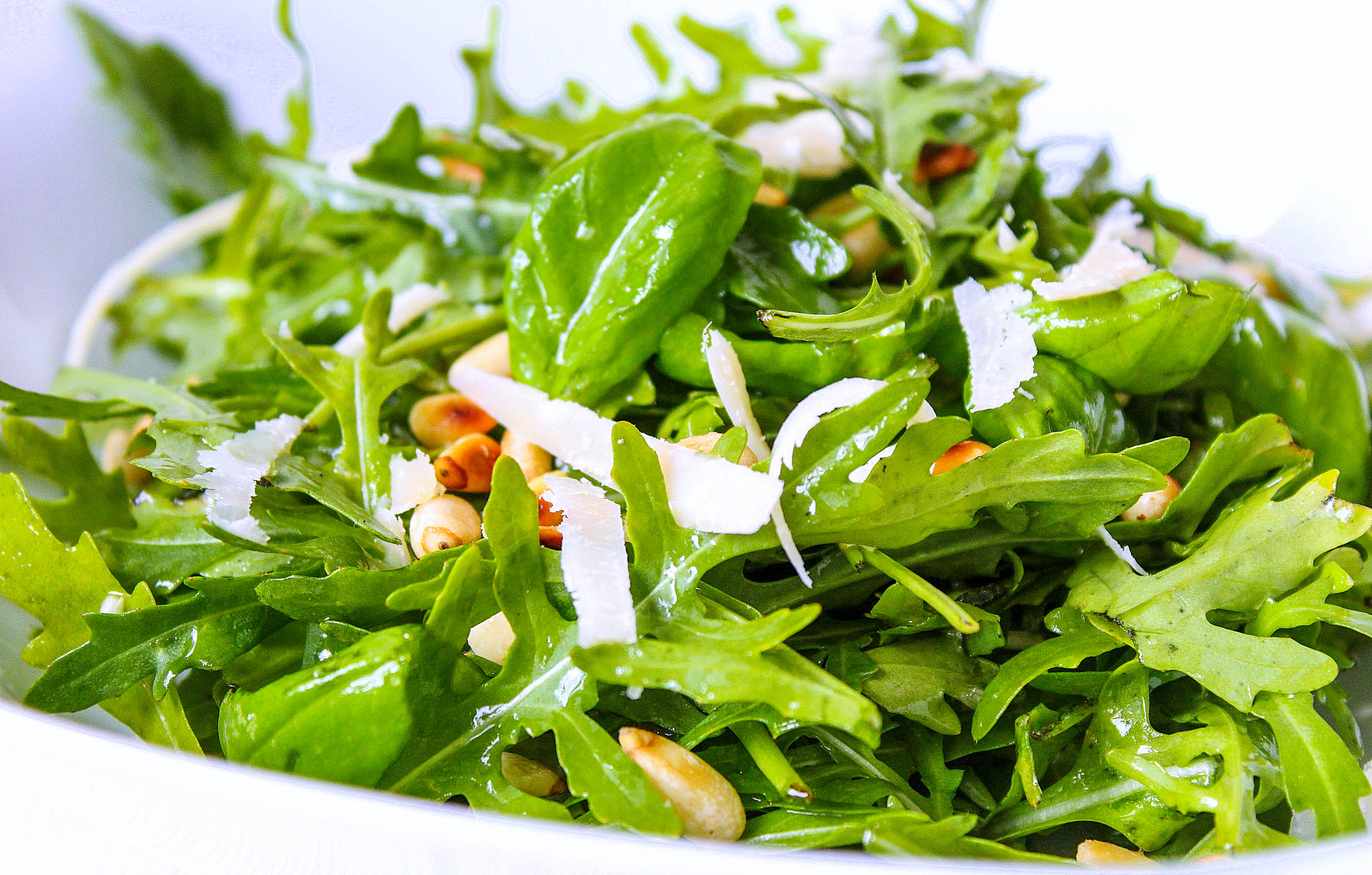 rucola basilikum salat mit pinienkernen, thermomix rezept