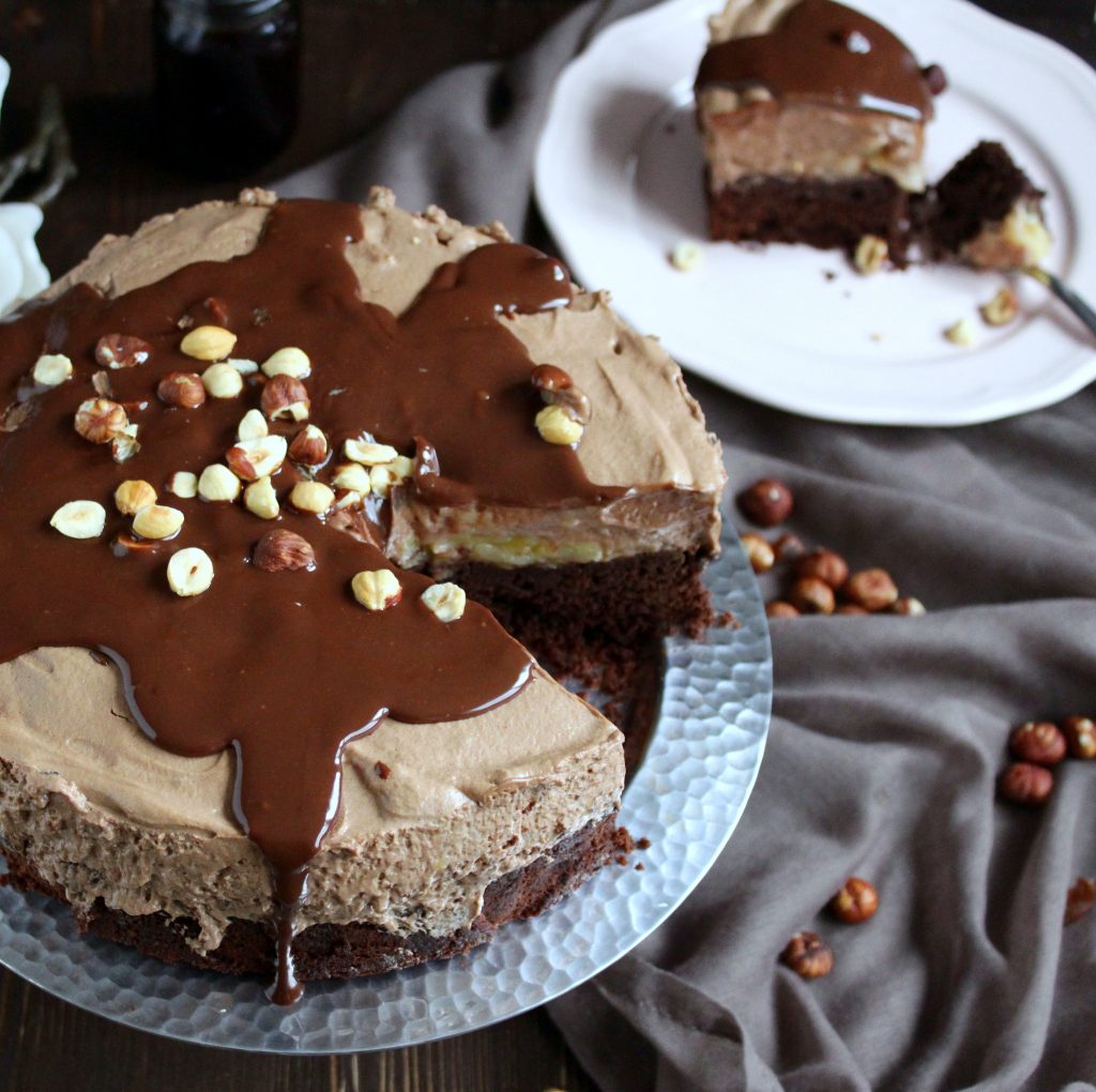 Brownie Torte mit Schokomousse und Birnen