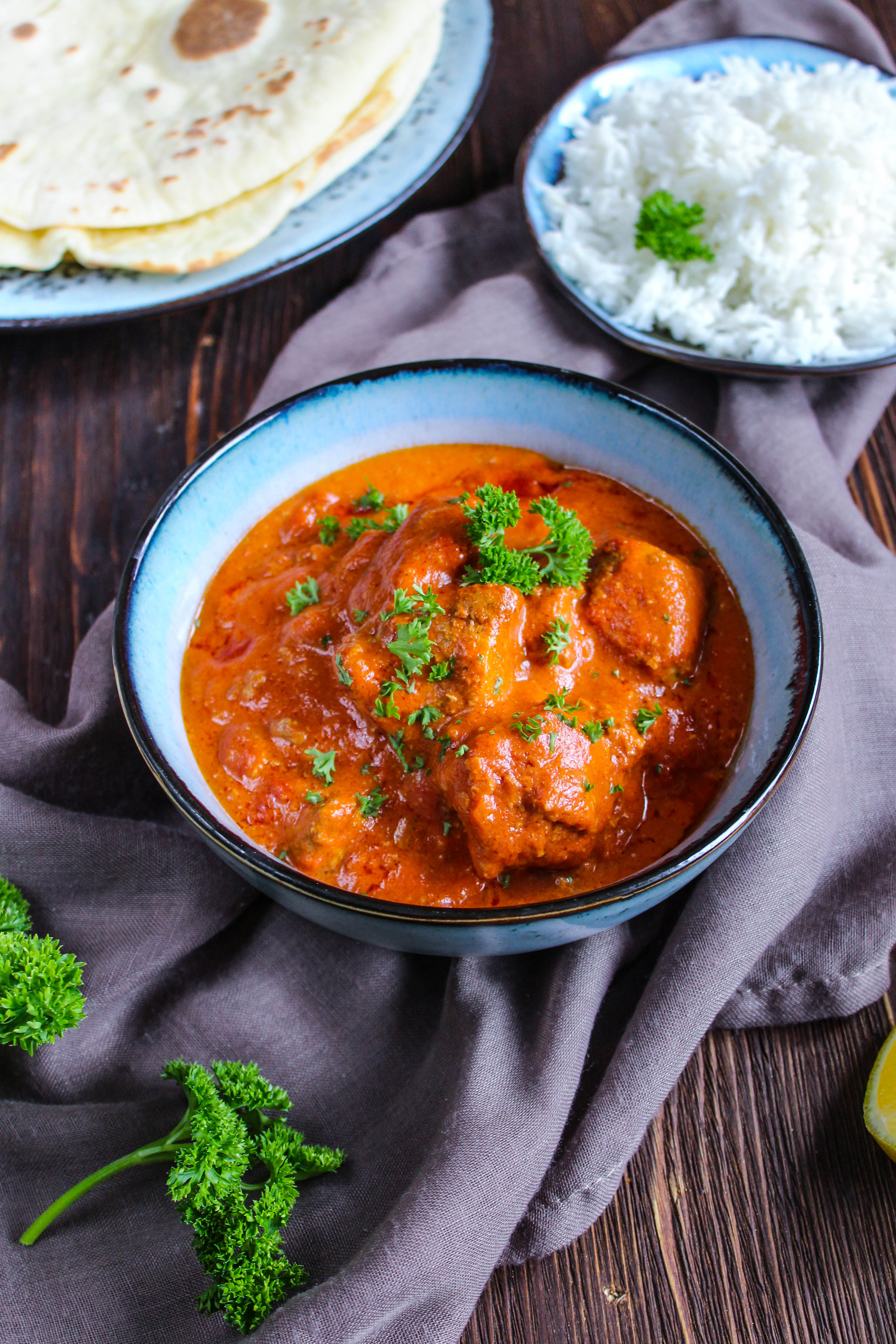 Or do the reverse… cook the butter chicken first then steam the rice and veggies. Indisches Butterhahnchen Butter Chicken