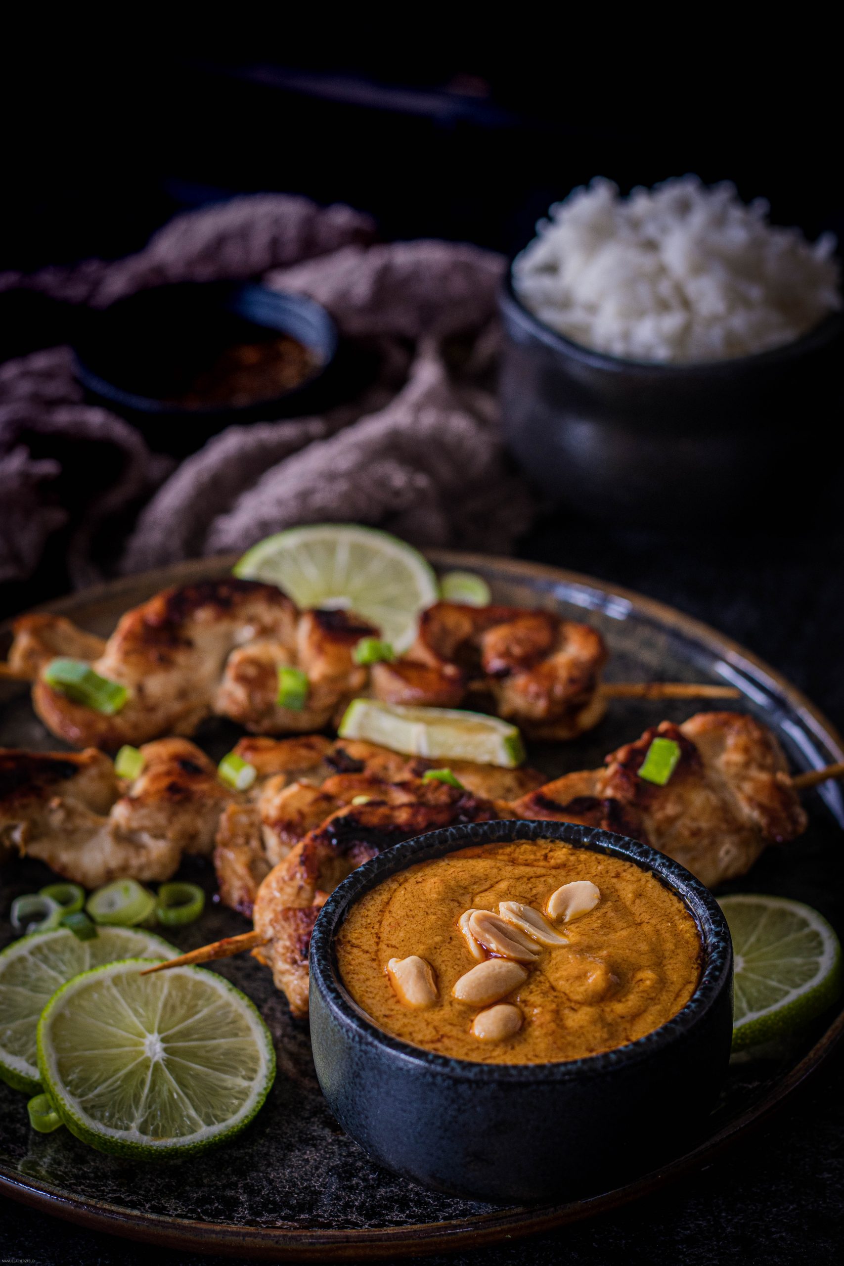 Hähnchen-Saté mit Erdnusssauce | Hähnchen-Satay – food with love
