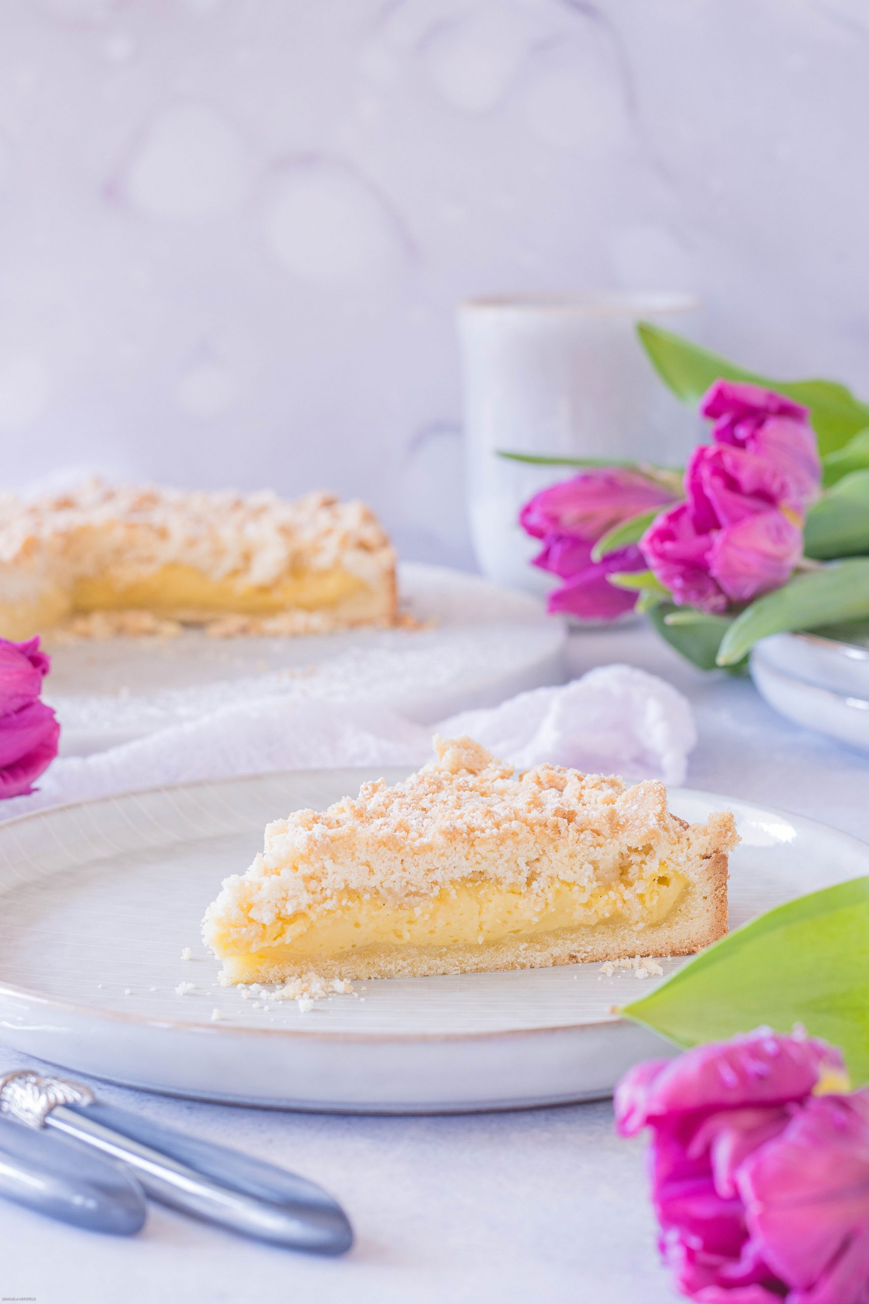 Streuselkuchen mit Vanillepudding – food with love